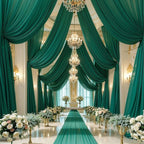 Wedding Arch Draping Fabric,2 Panels 18FT Emerald Green Sheer Chiffon Curtain Drapes 6 Yards for Wedding Ceremony Birthday Party Decoration