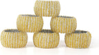 Decorative Beaded Napkin Rings Set of 12 - Rhinestone Serviette Holder for Table Décor, Christmas, Thanksgiving, Weddings, Parties, Artisan Festive Luxury Dining Napkin Holders (Yellow) - CLEENTABLE