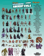 Arcknight Flat Plastic Miniatures: Ancient Evils; 62 Unique Evil-Themed Minis for DND 5e and Pathfinder; Affordable, Skinny Figurines for Dungeons and Dragons and Other Tabletop RPG Games