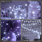 Aogist 24 Pack Fairy Lights 3 Modes 7ft 20 LED Waterproof,Battery Operated Silver Wire Firefly Starry Moon Mini String Lights for Mason Jars Christmas DIY Crafts Wedding Party Bedroom,White