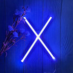 ENUOLI Blue LED Neon Letter Light, USB Batteries Operated Letter Sign for Night Light Lamp Words for Valentines Day, Home, Indoor Wall Decor (X)
