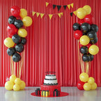 30ftx12ft Wrinkle Free Red Backdrop Curtain, 6 Panels 12FT Height Red Wedding Backdrop Drapes, Silky Polyester Back Drop Cloth for Birthday Photography Background Party Backdrop Draping