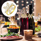 Patelai 100 Pieces Snowflake Napkin Rings Thanksgiving Christmas Napkin Holders Exquisite Household Rhinestone Napkin Rings Set for Christmas Wedding Dinner Party Table Decoration (Gold)