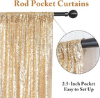 ShinyBeauty Champagne Gold Sequin Backdrop - 2 Panels, 7Ft x 7Ft, Sparkly Glitter Backdrop for Parties/Prom Backgrounds
