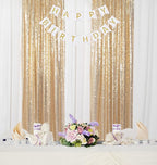ShinyBeauty Gold Sequin Backdrop Panels 2FTx8FT Sparkly Light Gold Drapes Glitter Photo Booth Backdrop Happy Birthday Graduation(2FTx8FT)