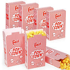Dualshine 200 Pack Popcorn Boxes,1.25 oz Paper Popcorn Containers,Red and White Striped Close-Top Cardboard Pop Corners Bags Individual Servings for Theater Night Movie,Party,Christmas