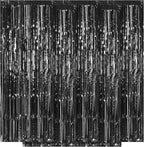 5 Pack Black Fringe Backdrop 3.2ft x 8.2ft Foil Curtain Tinsel Streamers for Birthday Party Decoration Wedding Christmas (Black)