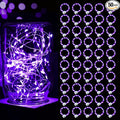 pozzolanas 50 Pack Purple Battery Operated String Lights - 7 ft Waterproof Fairy Lights with 20 LEDs for Home, Mason Jar, Party, Wedding, Halloween, Christmas Decorations