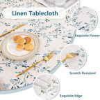 Mysky Home Rectangle Table Cloth 60x120 Inch - Spring Summer Floral Tablecloth, Waterproof Linen Fabric Oblong Table Cloth for Kitchen Dining Tablecloth for 6 Feet Table Blue, Small Blue Flower Design
