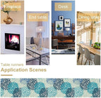 Floral Table Runner,Blue Flowers Print Spring Summer Table Cloth Kitchen Dining Table Home Party Decoration 13x60 Inch