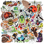 QTL Bug Stickers for Kids Insect Stickers for Water Bottle Bug Party Favors Gifts for Boys Girls Waterproof Vinyl Pack 50Pcs