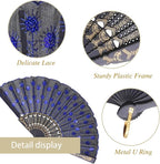 QIRMIZI 30 Pack Fabric Folding Handheld Fans, Perfect for Weddings, Parties, and Dancing,Royal Blue