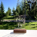 UNIQOOO 5 Pack Rustic Acrylic Sign Holders | Walnut Wood Table Numbers Display Stands | Place Card Holder, Perfect for Retail Shop Wedding Dinner Party Events Decoration
