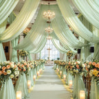Wedding Arch Draping Fabric,1 Panel 18FT Sage Green Arch Backdrop Drapes Chiffon Fabric Drapes Arbor Drapery for Wedding Ceremony Reception Swag Decorations