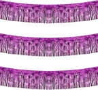 Thick 10 Feet by 15 Inch Purple Foil Fringe Garland - Pack of 3 | Shiny Metallic Tinsel Banner for Parade Floats, Bridal Shower, Wedding, Birthday, Christmas | Wall Hanging Drapes (3)