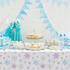 6 Pieces Christmas Snowflake Party Tablecloth Decorations,Plastic Purple and Blue Winter Wonderland Table Cover for Winter Christmas Birthday Holiday Party Decorations and Supplies,54x108 inch