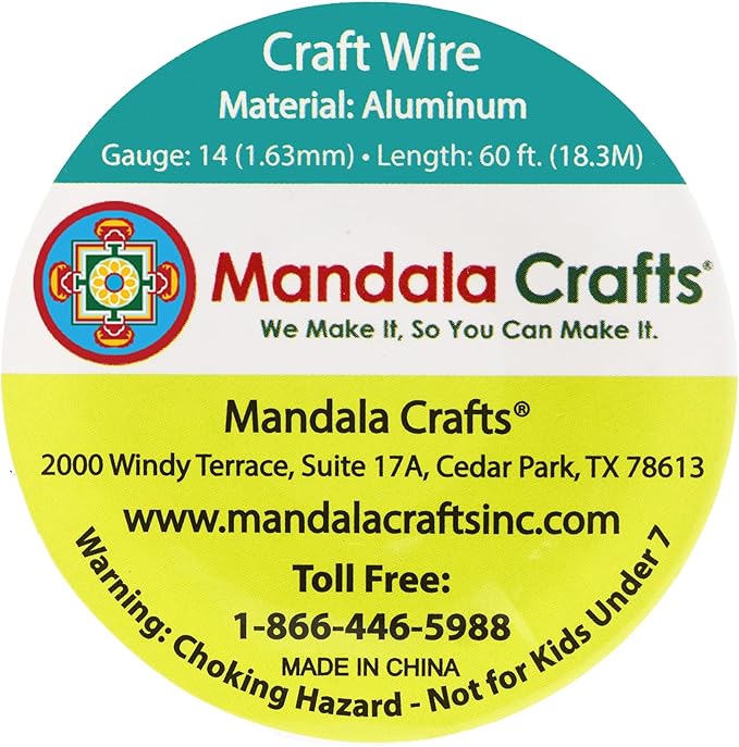 Mandala Crafts 14 Gauge Anodized Aluminum Craft Wire for Jewelry Making - 60 FT Colored Flexible Kelly Green Wire - Bendable for Bonsai Armature Crafting Sculpting