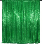 Eternal Beauty Green Sequin Backdrop, 6x8 Ft Glitter Background Curtains for Shimmer Photography Party Wedding Birthday Back Drop Decor