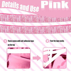 6 Pack 10 Feet Foil Fringe Garland Metallic Tinsel Streamers Banner Wall Hanging Curtain Backdrop Banner for Parade Floats, Thanksgiving, Christmas, Birthday, Halloween Party Decorations(Pink)