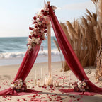 Burgundy Wedding Arch Draping Fabric 2 Panels 30'' x 20FT Burgundy Drapes Sheer Fabric Backdrop Arch Draping Fabrics for Wedding Ceremony Birthday Party Bridal Shower Decoration