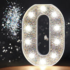 Pooqla Marquee Light up Numbers, Lighted Numbers for Silver Birthday Decorations, Night Light Battery Powered for Silver Party Decorations, Gift for Boys Girls Christmas Wedding Home Room Decoration