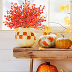 40 Pcs Artificial Berry Stems Branches, Fall Halloween Faux Holly Berries Picks and Sprays Ornaments for Thanksgiving Wreath DIY Craft Decorations Holiday Home Decor (40, Orange)