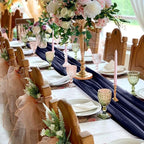 10 Pack 10ft Navy Blue Chiffon Table Runners Wedding Table Runner Sheer Romantic Tulle Table Runner for Christmas Wedding Bridal Tea Party Baby Shower Birthday Party Table Decorations(120 x 12 in)