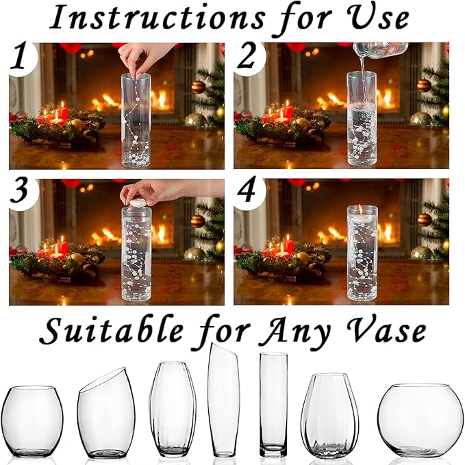 50 PCS Artificial Pearl String Beads - 10+5mm Black Gold Floating Beads for Centerpieces, Vase Fillers, Wedding, Birthday Party, and Candle Decor