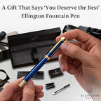 Ellington Pens Luxury Fountain Pen Set- Fountain Pens for Writing - Smooth Medium Nib - Includes Refillable Ink Converter, 3 Ink Cartridges [Black & Blue], Gift Box - Elegant Calligraphy