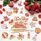 40th Anniversary Cruise Door Magnets Decorations Red Gold Happy 40th Anniversary Cruise Ship Door Decor Magnetic for Married in 1985 Men Women Wedding Party Refrigerator Fridge Car Kitchen Garage