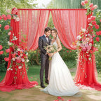 10x10ft Red Tulle Backdrop Curtain for Parites, Sheer Backdrop Curtains for Wedding Baby Shower Birthday Party Photo Shoot Decorations