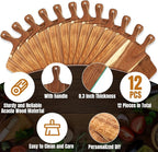 Patelai 12 Packs Wooden Cutting Board Set with Handles Large Kitchen Serving Plain Chopping Board Bulk Gifts for Mom for Vegetables Meat Pizza Cheese Fruit Bread(Acacia Wood,17 x 13 Inch)