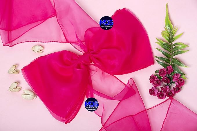 MDS Pack of 200 PCS Organza Chair Sashes Wider Dining Chair Bows Ribbon Tie Back for Wedding Party Birthday Bridal Shower Reception Event Banquet Home Chair Cover Decoration - Magenta