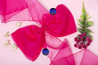 MDS Pack of 10 PCS Organza Chair Sashes Wider Dining Chair Bows Ribbon Tie Back for Wedding Party Birthday Bridal Shower Reception Event Banquet Home Chair Cover Decoration - Magenta