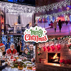 KNONEW Christmas Lights Outdoor Decorations 400 LED 33ft 8 Modes Curtain Fairy String Light with 75 Drops, Clear Wire LED String Light Decor for Wedding Party Holiday Christmas Decorations(Cool White)