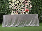 SquarePie Sequin Tablecloth 90 x 132 Inch Silver Sparkly Table Linen for Wedding Party