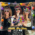 2026 New Year Photo Booth Inflatable Frame Kit, 30Pcs Fluorescent Color New Years Photo Booth Props with Inflatable Picture Frame for New Year Eve Party Selfie Props Supplies
