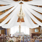 8 Panels White Ceiling Drapes for Wedding 5ftx30ft Sheer Drapery Chiffon Fabric Arch Draping Curtains for Party Ceremony Birthday Baby Shower Reception Stage Ceiling Decorations
