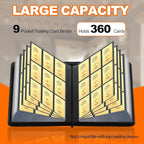 UWULK Card Binder,9 Pocket Side-Loading Trading Card Binder - Hord 360 Cards,Ringless Card Folder Holder for TCG MTG Sports Cards-Zipper Card Collection Album(Black)