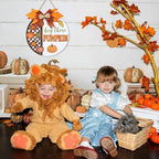 CHDITB Hey There Pumpkin Front Door Sign Wreath(12"x12"), Wooden 3D Hello Fall Autumn Decoration Wall Hanging, Rustic Welcome Home Decor Hanger for Porch Outdoor Thanksgiving