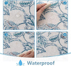 MYSKY HOME Waterproof Tablecloth Rectangle 60x102 Inch Rustic Burlap Tablecloth Spring Floral Linen Table Cover Farmhouse Decoration Rectangle/Oblong for Holiday, Dinner, Indoor and Outdoor Use, Blue