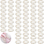 60 Pcs Wedding Pearl Napkin Rings, Pearl Napkin Rings Napkin Ring Holder Imitation Beaded White Napkin Ring Elegant Rhinestone Serviette Rings Buckle for Formal Wedding Home Dinner Party Decorations