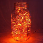 ANJAYLIA 2 Pack Orange String Lights for Halloween Battery Operated Fairy Lights, Twinkle Firefly Lights for Garden, Thanksgiving Day, Christmas Indoor Decoration