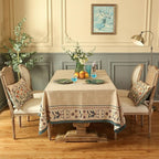 patdrea Designer French Linen Long Tablecloth for Rectangle Table,Beige Anti-Wrinkle Floral Farmhouse Table Cloth,Decor Covers for Kitchen Dining,Tea Party,Christmas,Thanksgiving,63"x102"-Fram