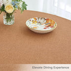 maxmill Fall Round Tablecloth Linen Texture Stain Resistant Waterproof Anti-Shrink Spillproof Washable Soft Table Cloth for Dining Room, Farmhouse Harvest Thanksgiving Holiday Party, 70 Inch, Amber