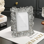 Silver 3x5 Picture Frame, Vintage Silver Palm Leaves Textured Hand-Crafted Resin with Glass Front, Small Frames Elegant Retro Rustic Design for Wall and Tabletop Display Home Decor