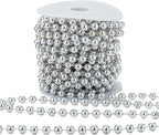 8mm Crafts Faux Pearl Beads Garland Pearl Bead Roll Strand of Pearls to Decorate Floral Centerpieces Wedding Party Favor Christmas Tree(33 Feet Silver)