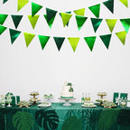 Gradient Green Party Decorations Metallic Fabric Ombre Green Triangle Pennant Banner Flag Bunting for Graduation Birthday Retirement Wedding Bachelorette Spring Summer St Patrick's Day Party Supplies