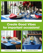 Pureegg Plastic Table Cloth Disposable 10 Pack, 54 x 108 Inch Table Cloths, Patriotic Decorations, Thanksgiving, Veterans Day Tablecloths, Rectangle, Plastic Cover, Leakproof & Sturdy, Blue