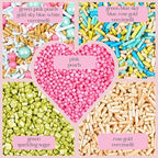 Confect Sprinkles – 5 Pack Assorted Cake Decorating Mix (Hot Pink & Ivory Pearl Dragees, Champagne Gold & Blue Jimmies, Green Sparkling Sugar) – Festive Edible Toppings for Cakes, Cupcakes, Cookies – Vegan, Gluten-Free, Nut-Free, Soy-Free, Dairy-Free, ...
